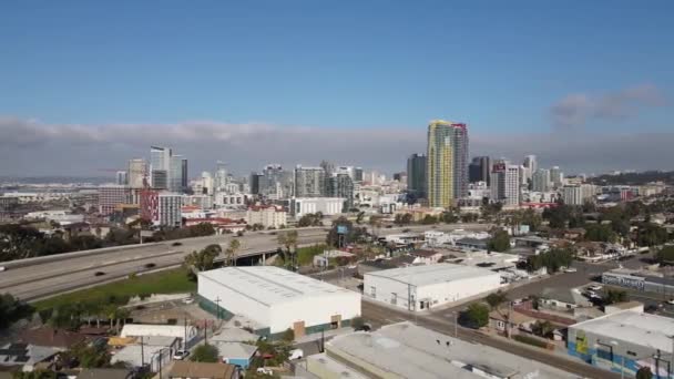 San Diego Cityscape Skyline Kalifornien Usa Flygfoto Över Centrum Byggnader — Stockvideo