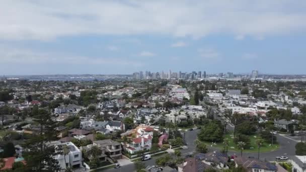 Coronado Island San Diego Downtown Buildings Background Revealing Drone Aerial — Αρχείο Βίντεο