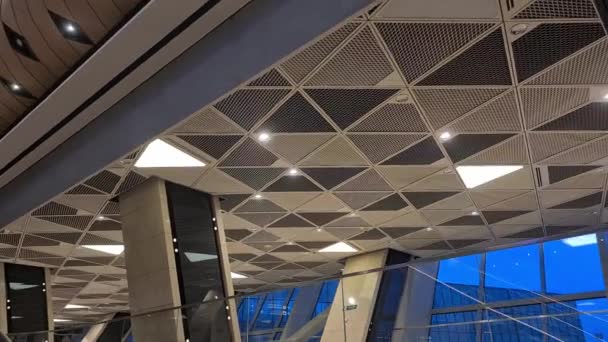 Innenraum Des Baku Heydar Aliyev International Airport Aserbaidschan Moderne Gebäude — Stockvideo
