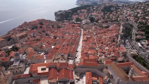 Uitzicht Vanuit Lucht Oude Binnenstad Van Dubrovnik Kroatië Gebouwen Oude — Stockvideo