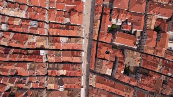 Birds Eye Aerial View Stradun Main Street Dubrovnik Old Town — Stock video