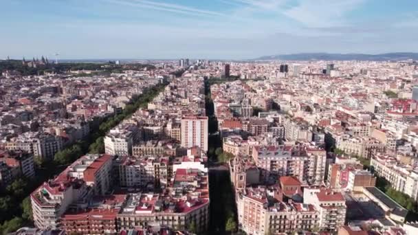 Vista Aérea Bairro Residencial Central Barcelona Espanha Edifícios Skyline Drone — Vídeo de Stock