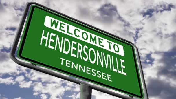 Bienvenido Hendersonville Tennessee Señal Carretera Cerca Realista Animación — Vídeos de Stock