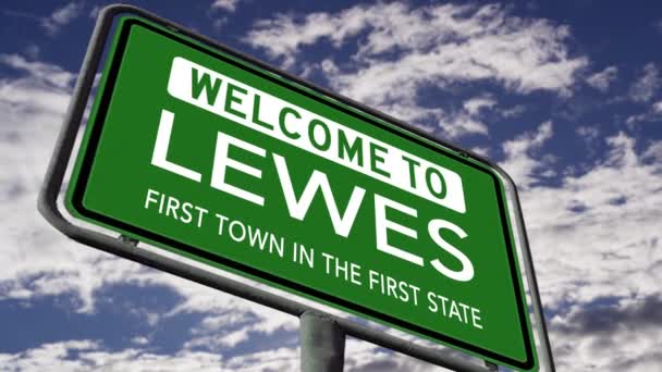 Üdvözöljük Lewes Delaware First Town First State Slate Road Sign — Stock videók