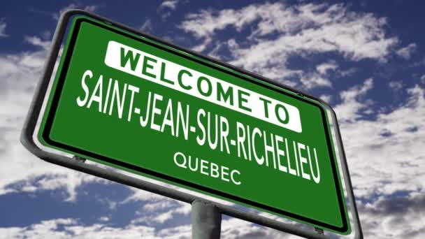 Bem Vindo Saint Jean Sur Richelieu Quebec Canadian City Road — Vídeo de Stock