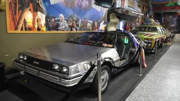 Delorean Time Machine Car Famous Vehicle Back Future Movie Franchise — Stock Video