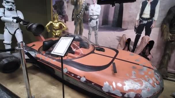 Landspeeder Vanaf 1977 Originele Star Wars Film Auto Voertuig Museum — Stockvideo
