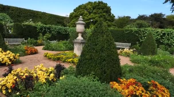 美しい公園 シカゴ植物園のカラフルな花とヘッジ グレンコエIl アメリカ — ストック動画