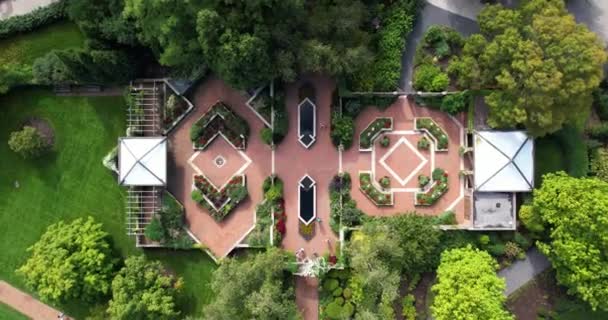 Birdseye Aerial View Enabling Garden Chicago Botanical Garden Glenco Usa — стоковое видео