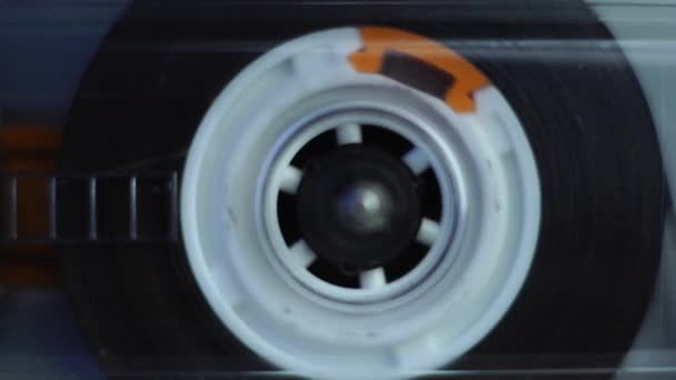 Rouleau Bande Cassette Audio Spinning Macro Fermer — Video