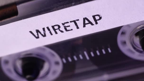 Gravação Wiretap Fita Cassete Áudio Reprodução Player Macro Close Vídeo De Stock