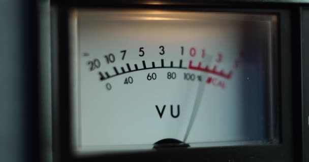 Meter Analog Audio Player Listening Vintage Analog Sound Recordings Close — Stock Video
