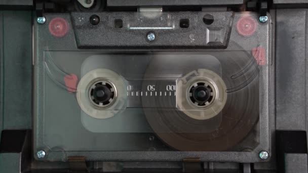 Audio Cassette Tape Close Playing Recording Sound Music Start — Stock Video