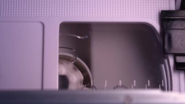 Beyaz VHS Kaset Video Kaydı VCR, Playback veya Kayıt Makro Kapatma 4k 'de Başlıyor