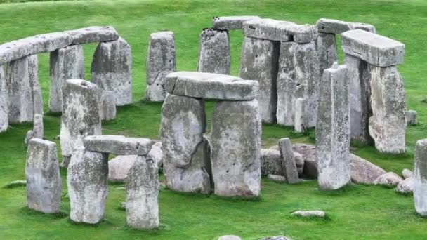 Stonehenge Unesco World Heritage Site England Drone Shot — стоковое видео