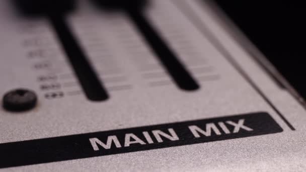 Turning Volume Master Main Mix Mixing Console Macro Close — Stock Video