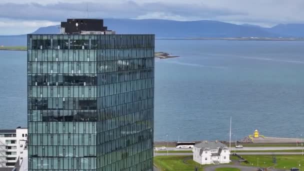 Reykjavik Zlanda Nın Modern Ofis Binası Sahil Hattı Havadan Görünümü Telifsiz Stok Çekim