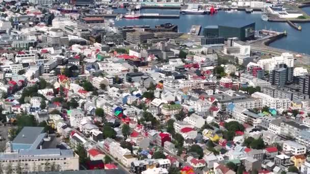 Reykjavik Zlanda Sunny Summer Day Şehir Merkezinin Insansız Hava Aracı Telifsiz Stok Çekim