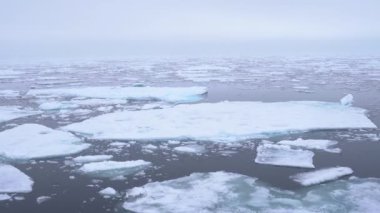 Kuzey Kutup Denizi 'nde Kırık Buz Parçalarının yanından Puslu Gün Sahnesi 4k