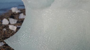 Buzul Gölü 4k plajındaki Buzul oluşumuna yakın.