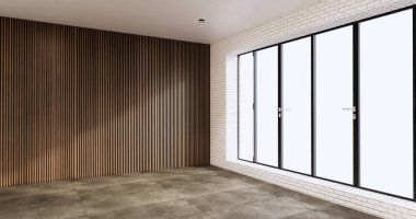 Mimari ve iç mekan kavramı boş oda ve granit duvar ve beton duvar arkaplan 3D resimleme