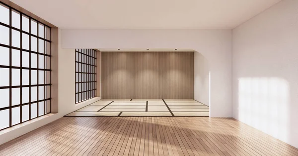 日本スタイル豪華な客室内の大きなリビングエリア Japandiスタイルの装飾 — ストック写真