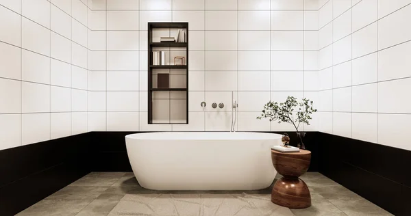 Granite Tiles Desain Dinding Putih Dan Hitam Toilet Gaya Modern — Stok Foto