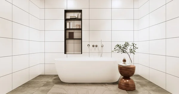 Granit Fayanslar Beyaz Siyah Duvar Tasarımlı Tuvalet Modern Oda Tarzı — Stok fotoğraf
