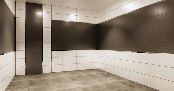 花崗岩タイル白と黒の壁のデザイントイレ 部屋のモダンなスタイル 3Dイラストレンダリング — ストック写真