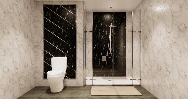 Granito Azulejos Blanco Negro Diseño Pared Habitación Estilo Moderno Visualización — Foto de Stock