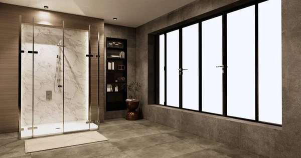 Granieten Tegels Wit Zwart Muurontwerp Toilet Kamer Moderne Stijl Illustratie — Stockfoto