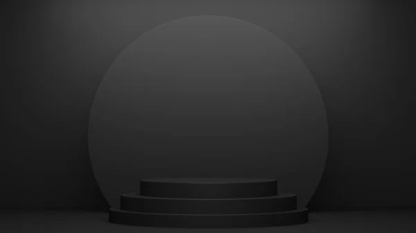 黒空の表彰台ブランク製品棚背景に立っている 3Dレンダリング — ストック写真