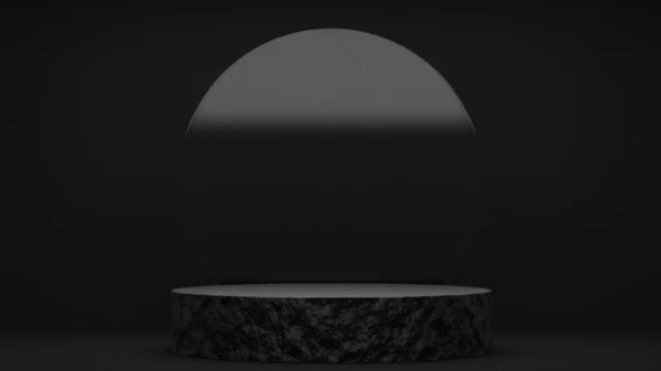 Black Empty Podium Blank Product Shelf Standing Backdrop Rendering — Stock Photo, Image
