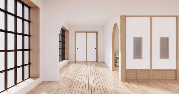 Muji Style Empty Wooden Room Cleaning Japandi Room Interior Rendering — Stock Photo, Image
