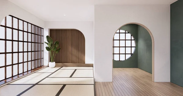 Muji Tarzı Boş Ahşap Oda Japon Odasının Içini Temizleme Boyutlu — Stok fotoğraf