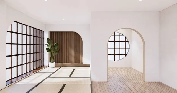 Muji Stil Leeres Holzzimmer Reinigung Japandi Raumausstattung Rendering — Stockfoto