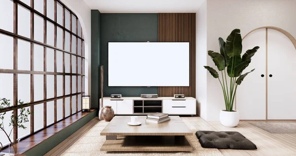 Japandi Quarto Interior Mesa Baixa Poltrona Wabisabi Style Renderização — Fotografia de Stock