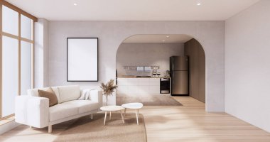 Oturma odasındaki koltuk boş Japon tarzı.