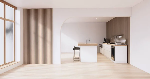 模仿厨房的日本风格 模仿白色的墙壁 — 图库照片