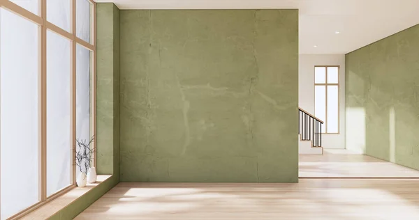 stock image Empty room - green wall on wood floor interior