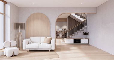 Oturma odasındaki koltuk boş Japon tarzı.