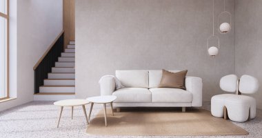 Oturma odasındaki koltuk boş Japon tarzı.