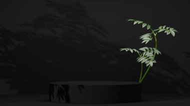 siyah boş podyum boş ürün rafı ayakta duran arkaplan.