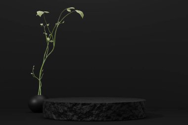 siyah boş podyum boş ürün rafı ayakta duran arkaplan.