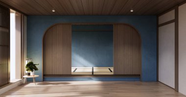 Cleaning room, Modern room empty blue wall on tiles floor