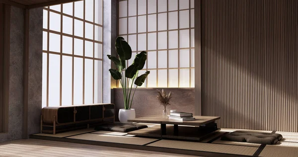 Oturma Odası Japandi Tarzı Tasarım — Stok fotoğraf