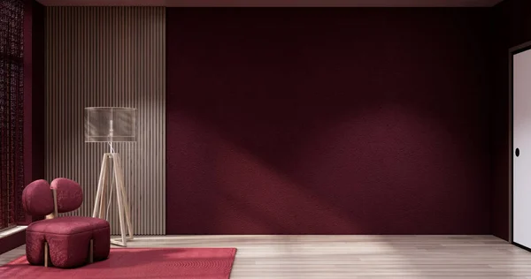 Viva Magenta Wohnzimmer Mit Roter Wand Und Sessel Japanischen Stil — Stockfoto