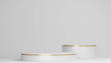 white podium show cosmetic product geometric.