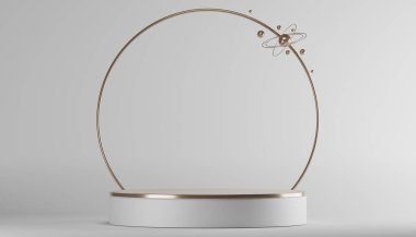 white podium show cosmetic product geometric.