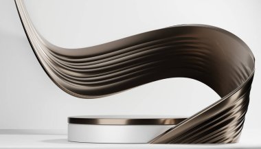 Abstract Podium minimal geometric white and gold